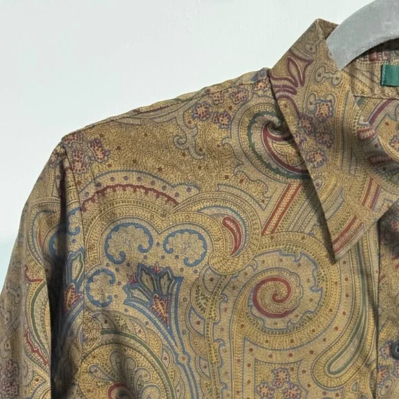 Lauren Ralph Lauren Paisley Cotton Button Down Shirt Brown Green M Heritage Prep - Picture 8 of 17